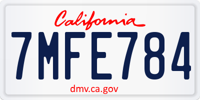 CA license plate 7MFE784