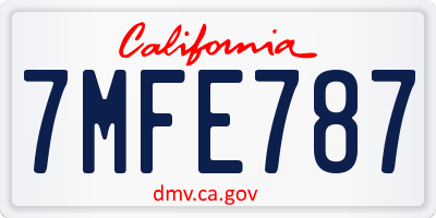 CA license plate 7MFE787