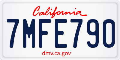 CA license plate 7MFE790
