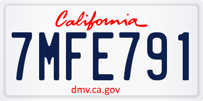 CA license plate 7MFE791