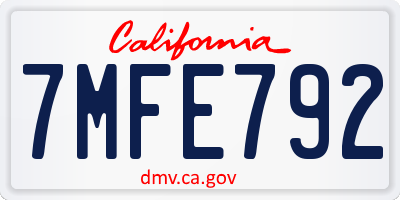 CA license plate 7MFE792