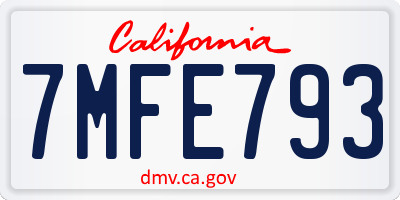 CA license plate 7MFE793