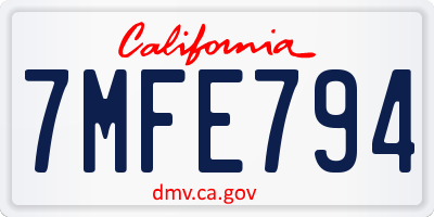 CA license plate 7MFE794