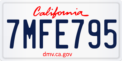 CA license plate 7MFE795