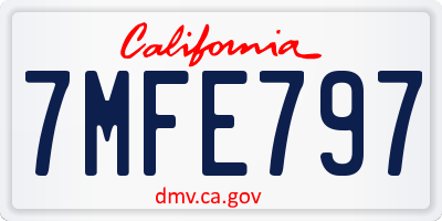 CA license plate 7MFE797