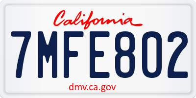 CA license plate 7MFE802