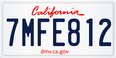 CA license plate 7MFE812