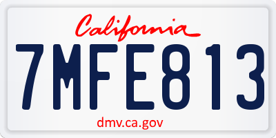CA license plate 7MFE813