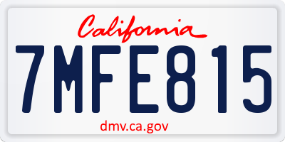 CA license plate 7MFE815