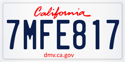CA license plate 7MFE817