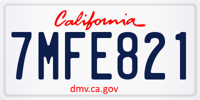CA license plate 7MFE821