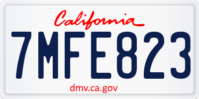 CA license plate 7MFE823