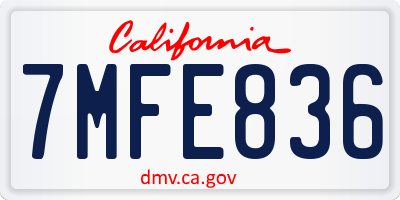 CA license plate 7MFE836
