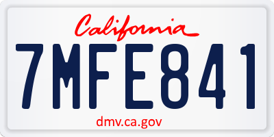 CA license plate 7MFE841