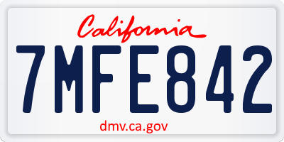 CA license plate 7MFE842