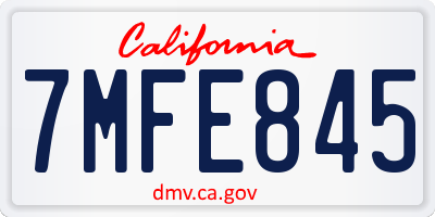 CA license plate 7MFE845