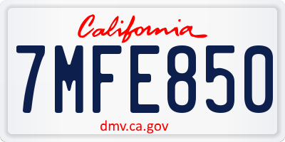 CA license plate 7MFE850