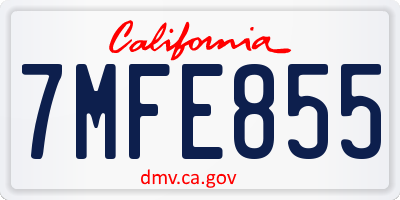 CA license plate 7MFE855