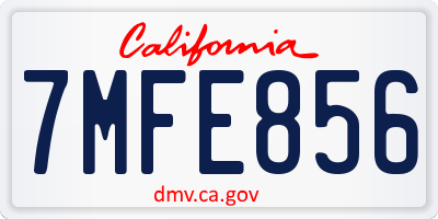 CA license plate 7MFE856