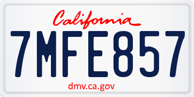CA license plate 7MFE857