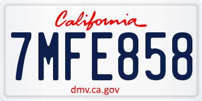 CA license plate 7MFE858