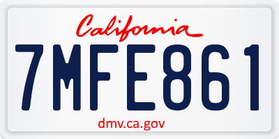 CA license plate 7MFE861