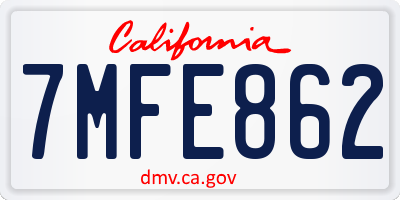 CA license plate 7MFE862