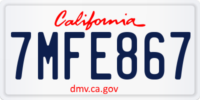 CA license plate 7MFE867
