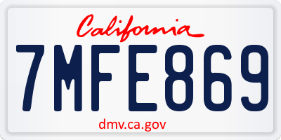 CA license plate 7MFE869