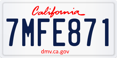 CA license plate 7MFE871