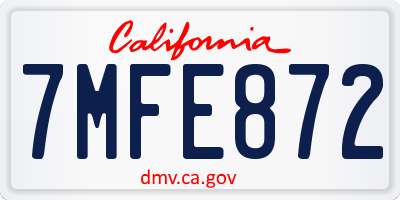 CA license plate 7MFE872
