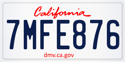CA license plate 7MFE876