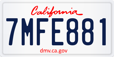 CA license plate 7MFE881