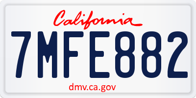 CA license plate 7MFE882