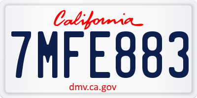 CA license plate 7MFE883