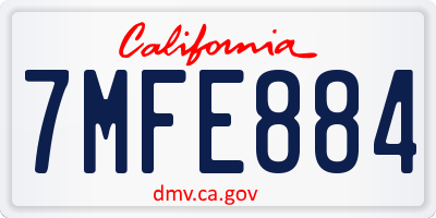 CA license plate 7MFE884