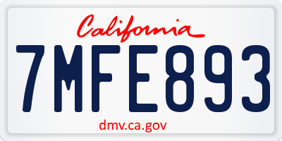 CA license plate 7MFE893