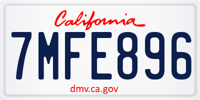 CA license plate 7MFE896