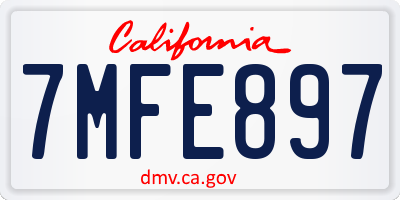 CA license plate 7MFE897