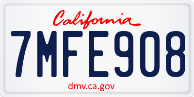 CA license plate 7MFE908