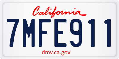 CA license plate 7MFE911