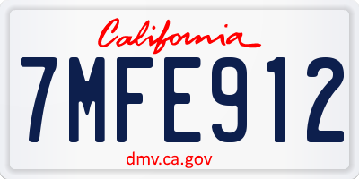 CA license plate 7MFE912