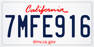 CA license plate 7MFE916