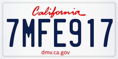 CA license plate 7MFE917