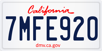 CA license plate 7MFE920