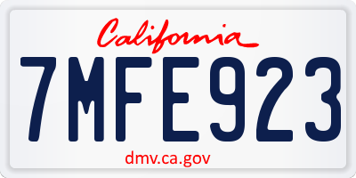 CA license plate 7MFE923