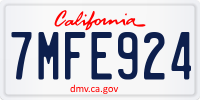 CA license plate 7MFE924