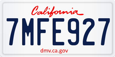 CA license plate 7MFE927