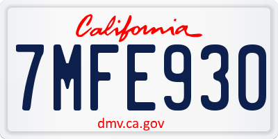 CA license plate 7MFE930