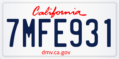 CA license plate 7MFE931
